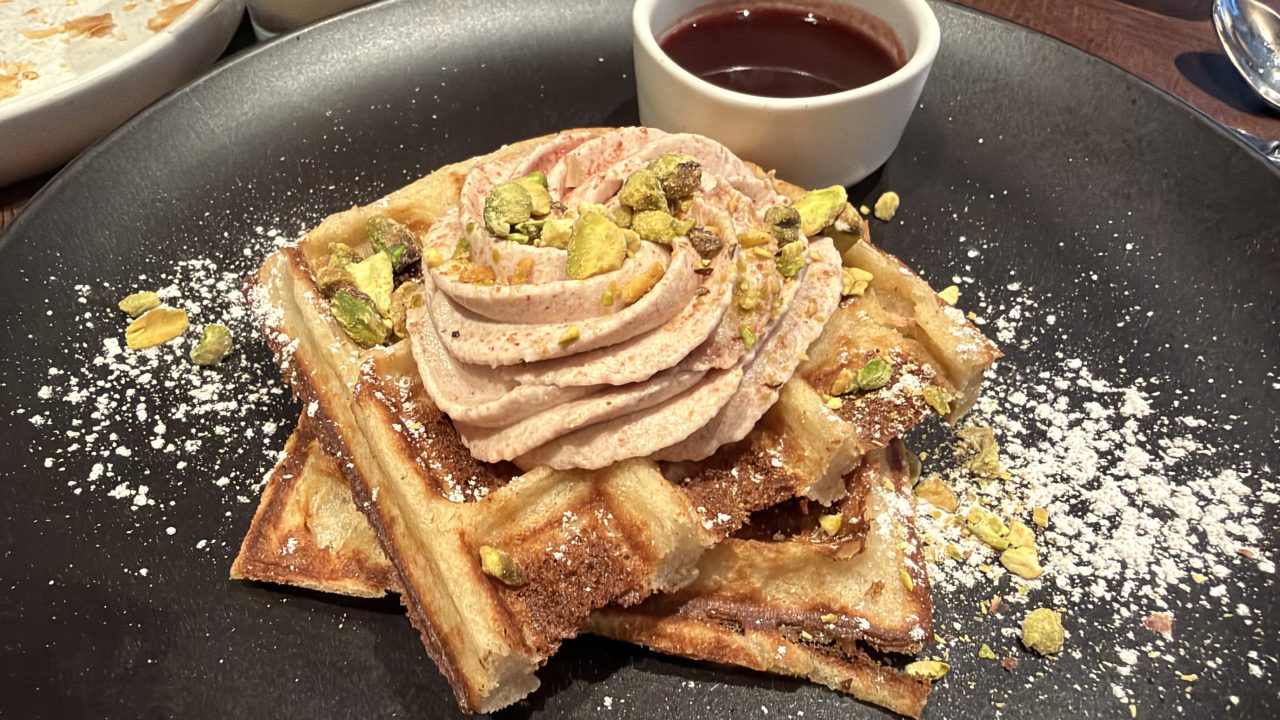 Malt Buckwheat Waffles with Pistachio Cream